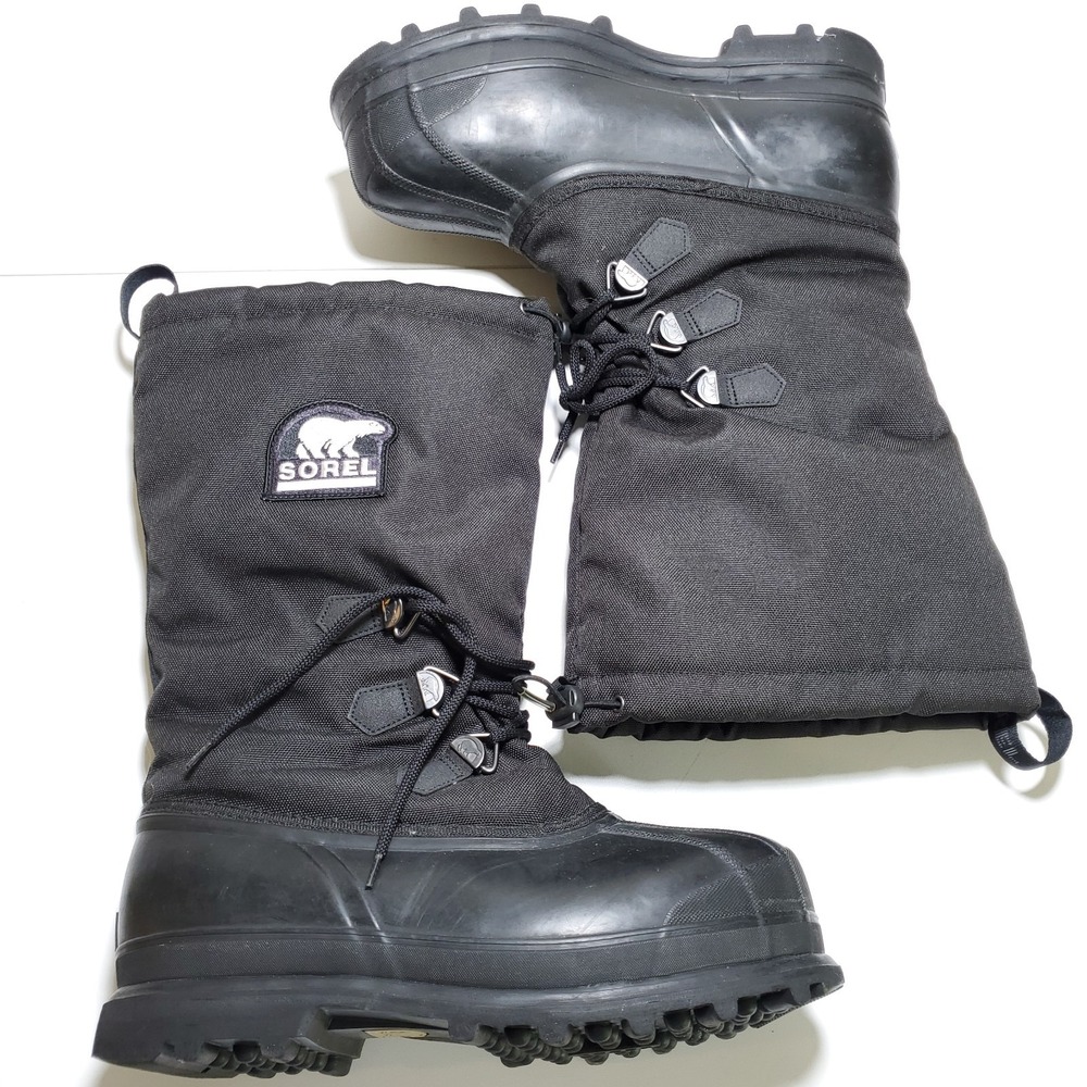 Sorel Glacier Boots Mens 11 Insulated Lined Snow Black NL1042-010